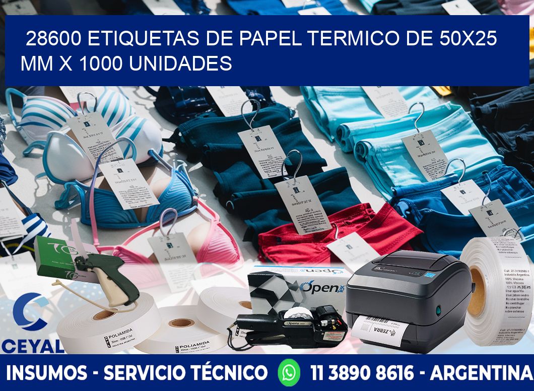 28600 Etiquetas De Papel Termico De 50x25 Mm X 1000 Unidades