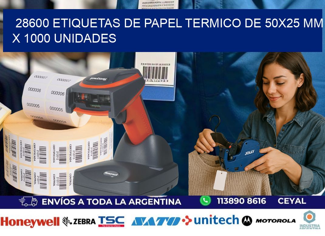 28600 Etiquetas De Papel Termico De 50x25 Mm X 1000 Unidades