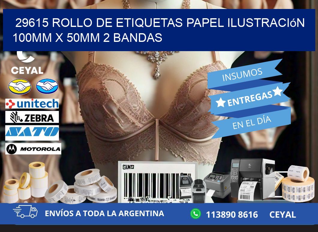 29615 Rollo de Etiquetas Papel Ilustración 100mm x 50mm 2 Bandas