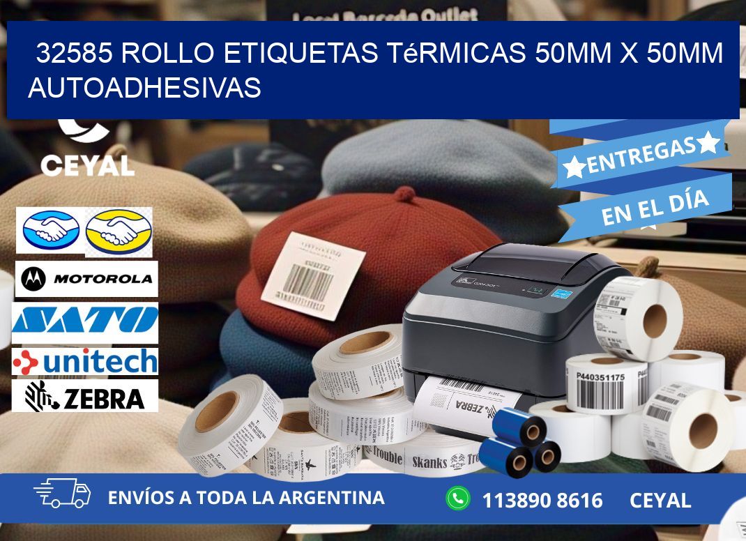 32585 Rollo Etiquetas Térmicas 50mm X 50mm Autoadhesivas