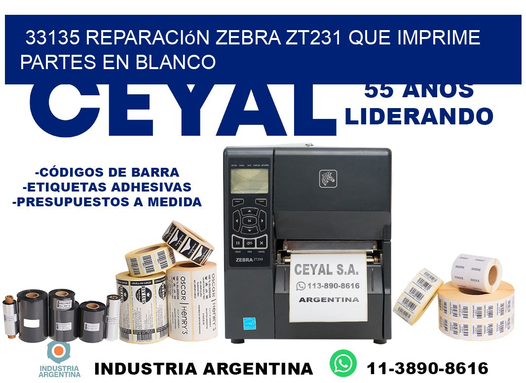 33135 reparación zebra zt231 que imprime partes en blanco