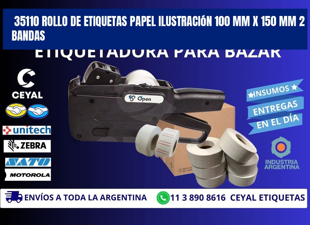 35110 Rollo de Etiquetas Papel Ilustración 100 mm x 150 mm 2 Bandas