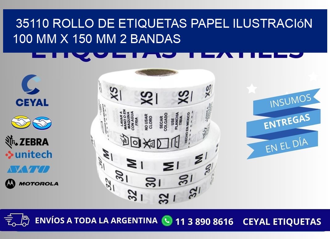 35110 Rollo de Etiquetas Papel Ilustración 100 mm x 150 mm 2 Bandas