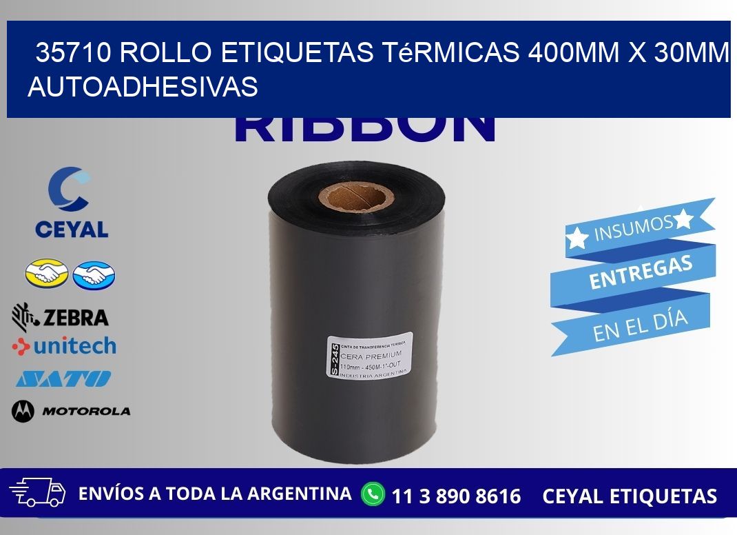 35710 Rollo Etiquetas Térmicas 400mm X 30mm Autoadhesivas