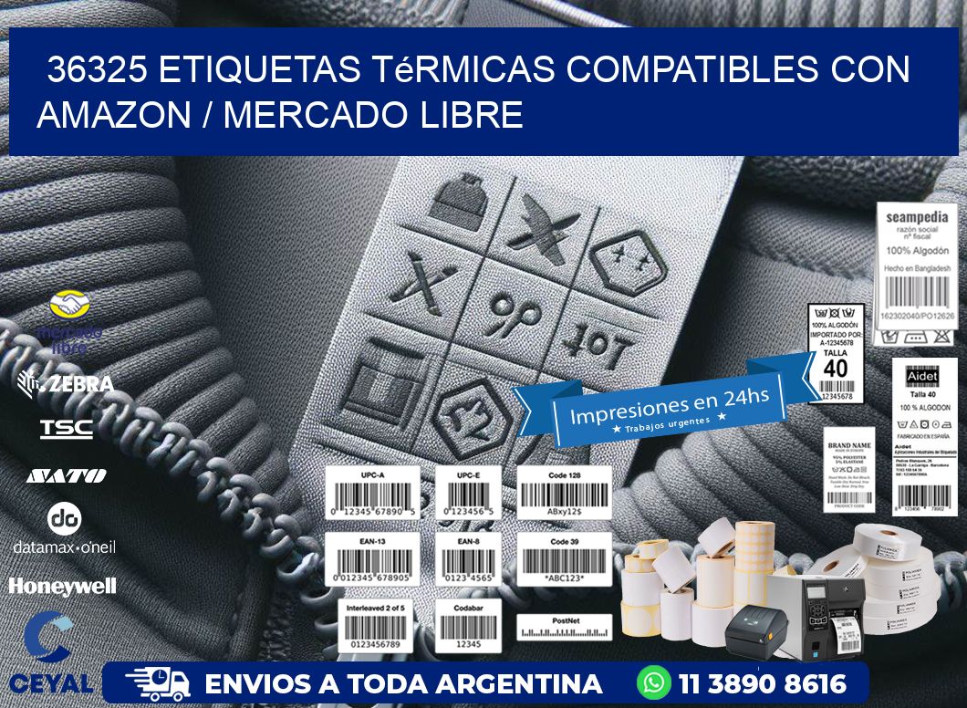 36325 etiquetas térmicas compatibles con Amazon / Mercado Libre
