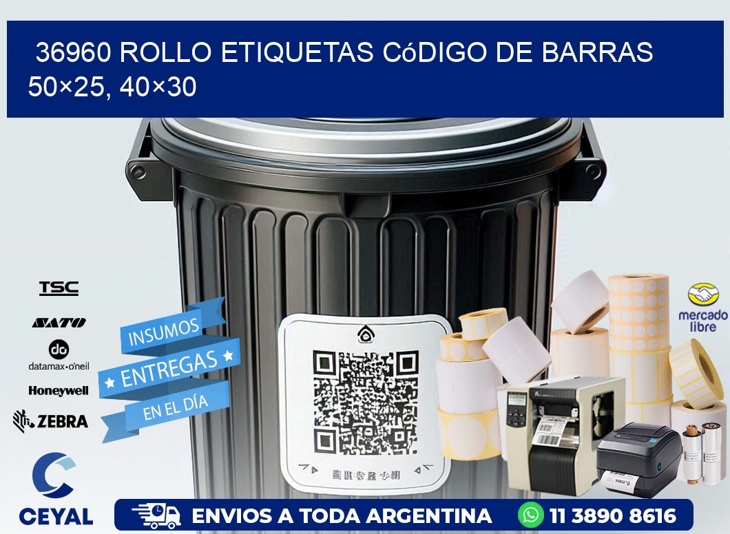 36960 rollo etiquetas código de barras 50×25, 40×30