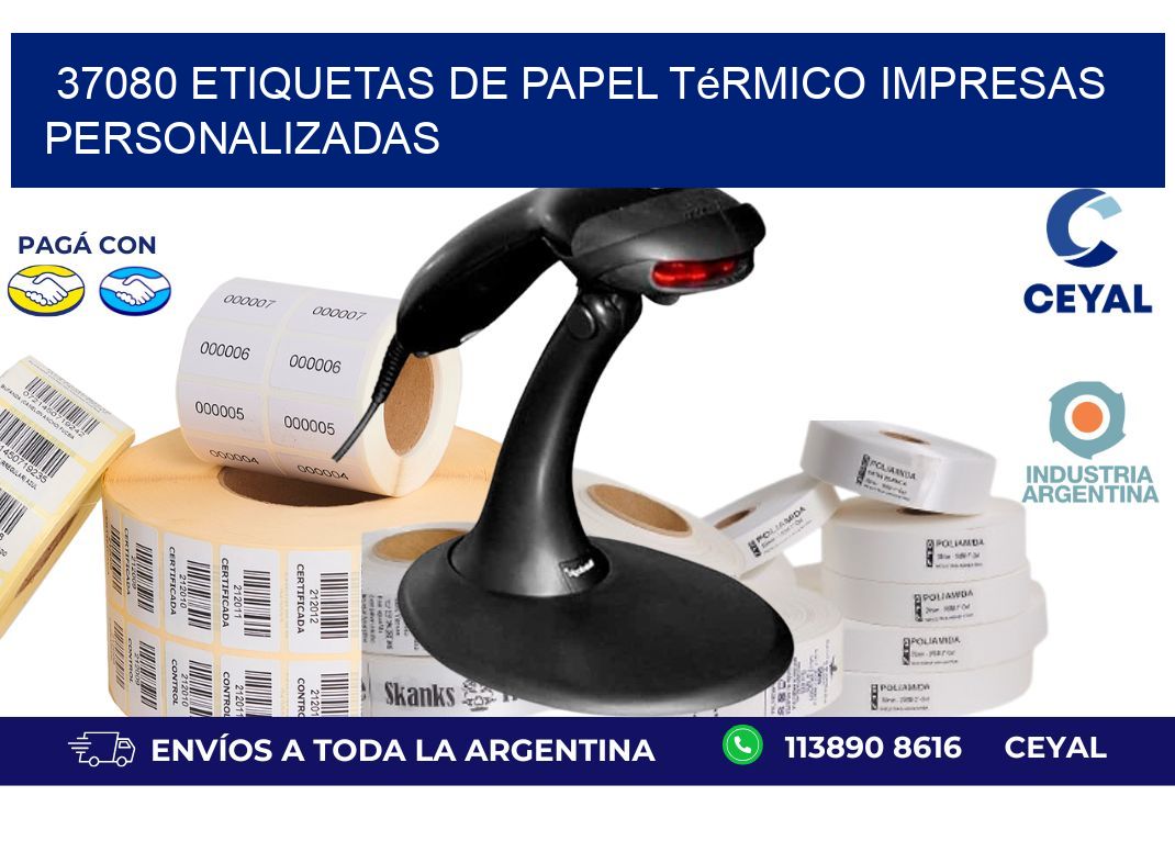 37080 Etiquetas de papel térmico impresas personalizadas