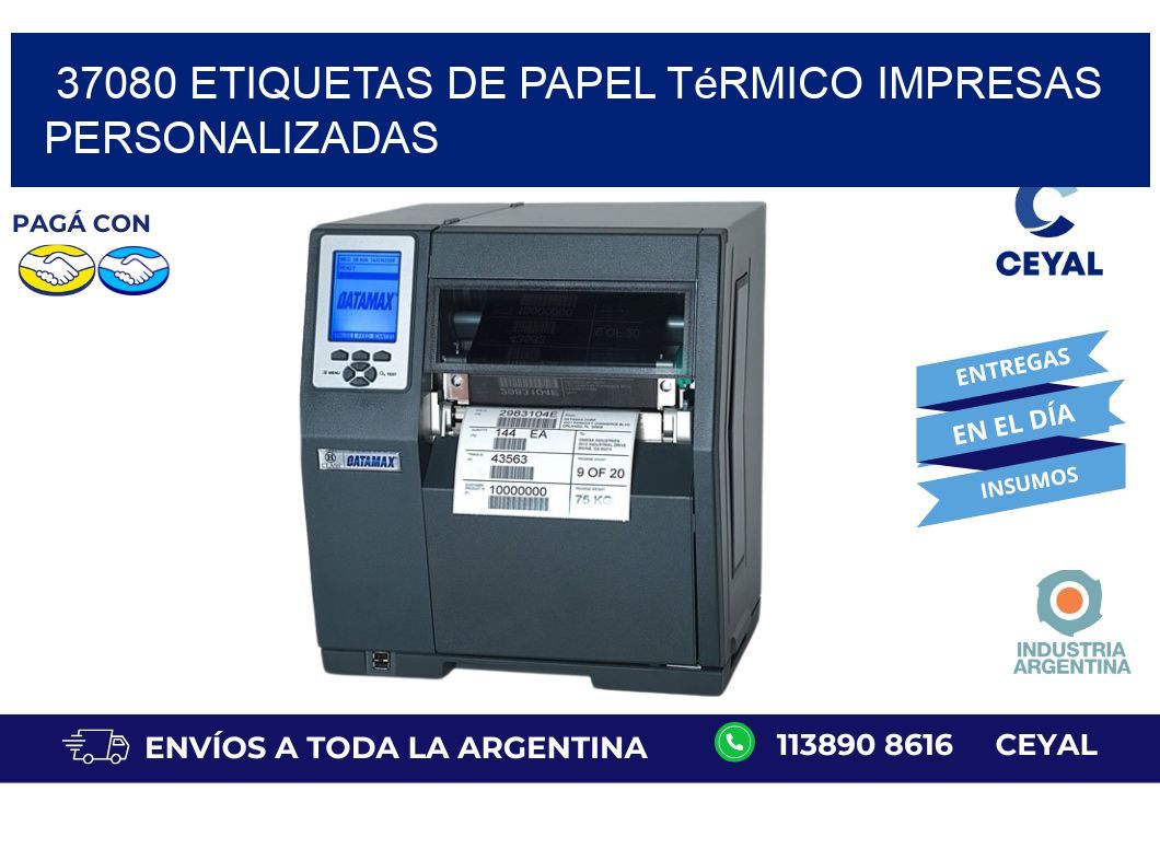37080 Etiquetas de papel térmico impresas personalizadas
