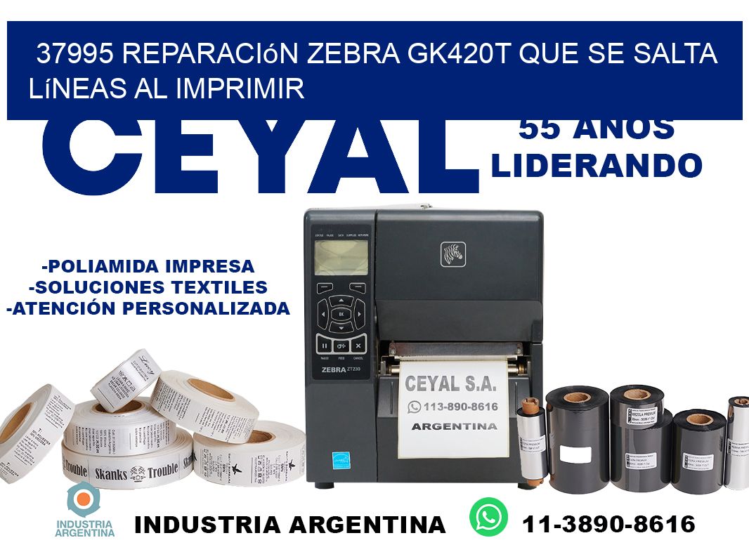 37995 reparación zebra gk420t que se salta líneas al imprimir