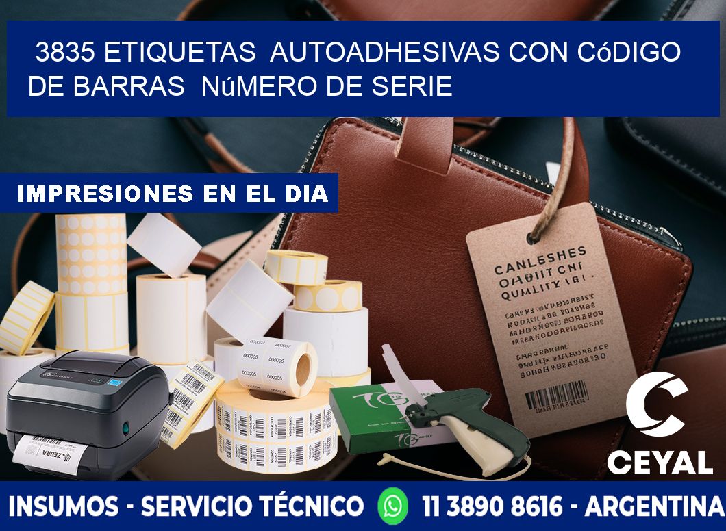 3835 etiquetas  autoadhesivas con código de barras  número de serie
