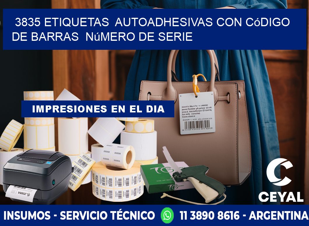 3835 etiquetas  autoadhesivas con código de barras  número de serie