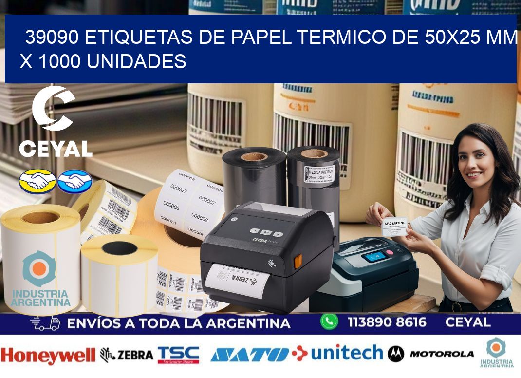39090 Etiquetas De Papel Termico De 50x25 Mm X 1000 Unidades