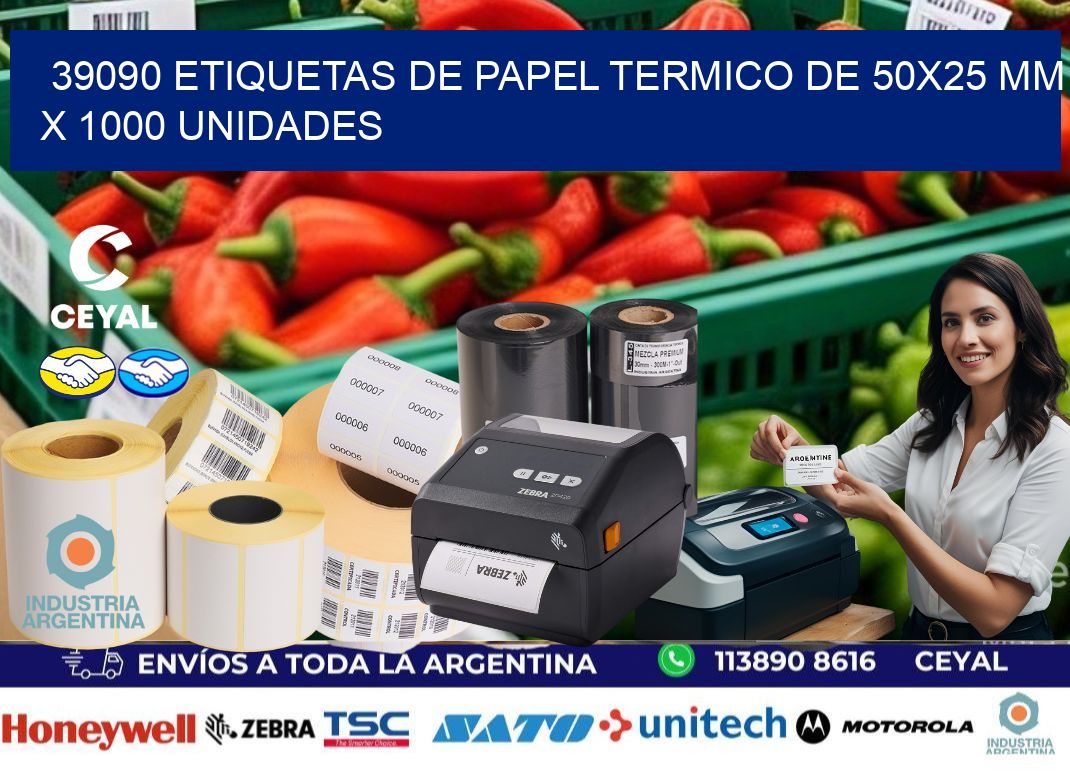 39090 Etiquetas De Papel Termico De 50x25 Mm X 1000 Unidades