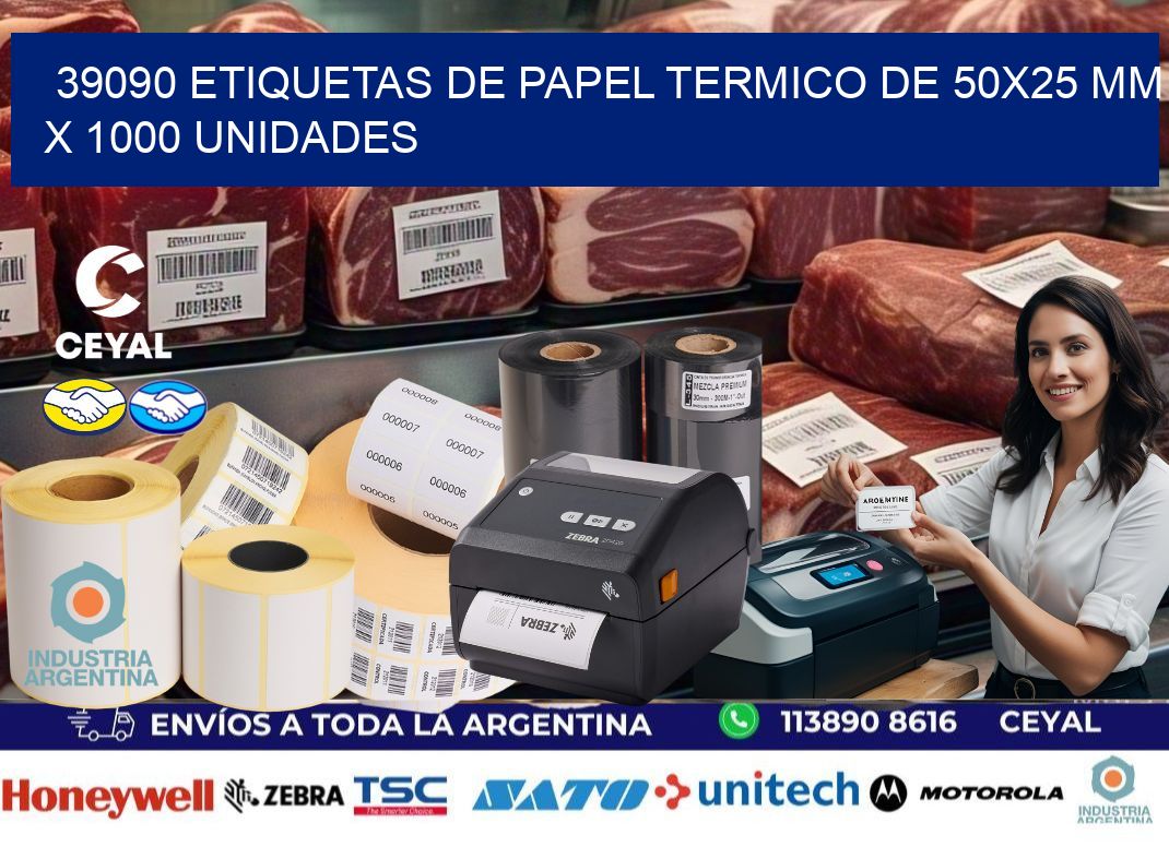 39090 Etiquetas De Papel Termico De 50x25 Mm X 1000 Unidades