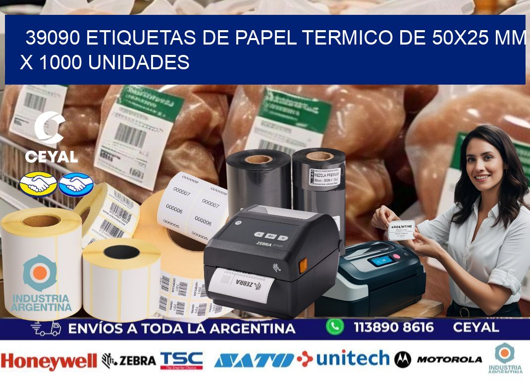 39090 Etiquetas De Papel Termico De 50x25 Mm X 1000 Unidades