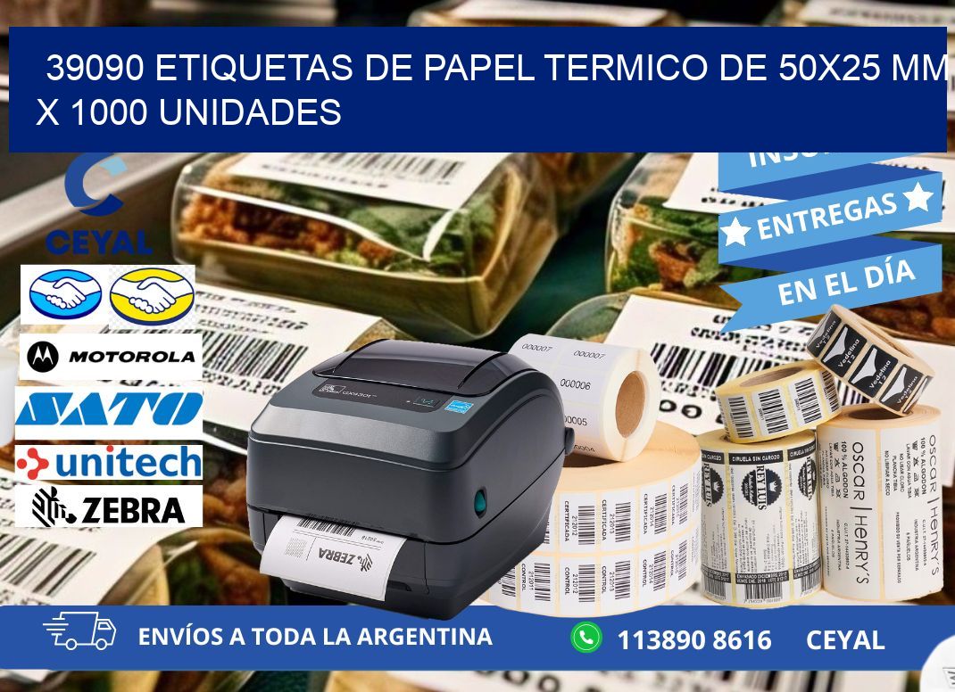 39090 Etiquetas De Papel Termico De 50x25 Mm X 1000 Unidades