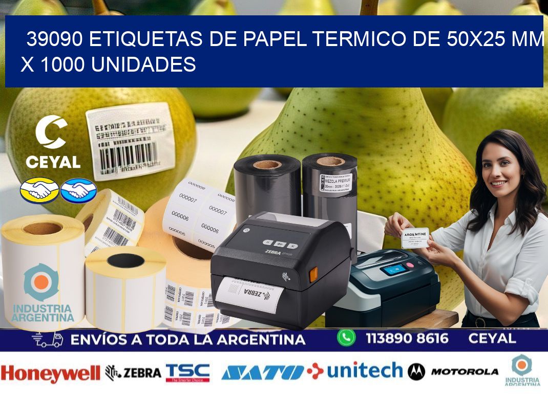 39090 Etiquetas De Papel Termico De 50×25 Mm X 1000 Unidades