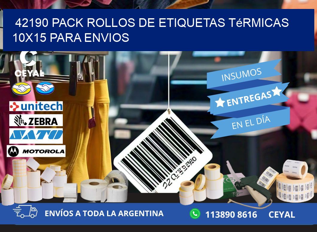42190 pack rollos de etiquetas térmicas 10x15 para Envios