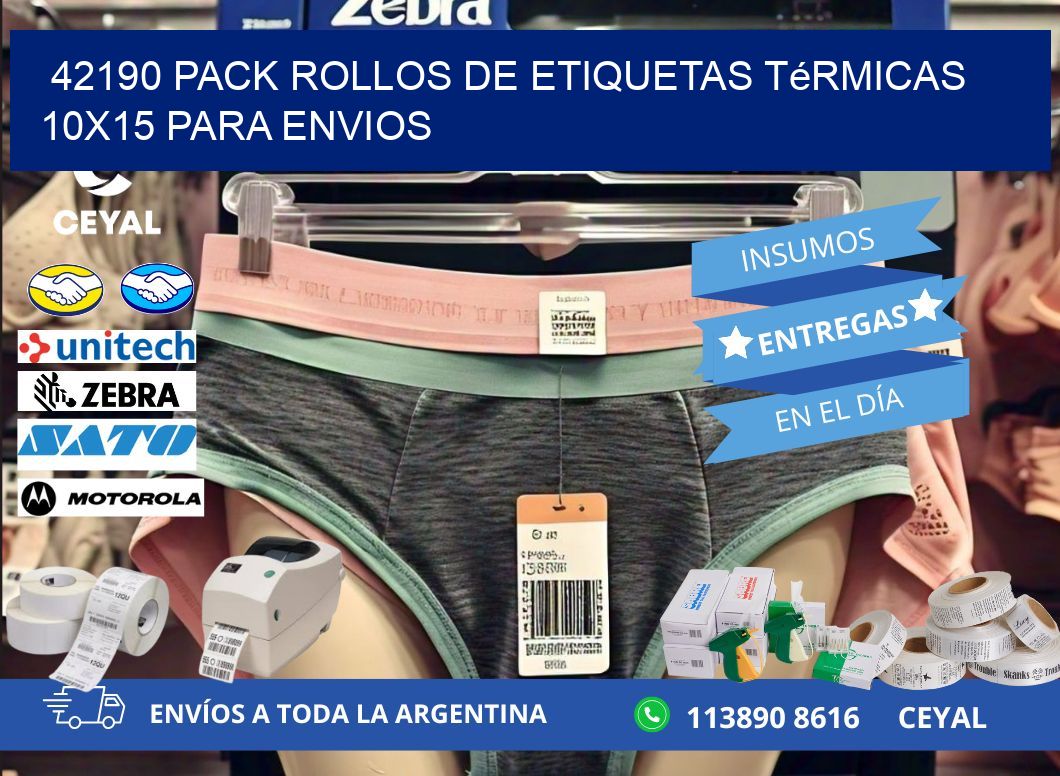42190 pack rollos de etiquetas térmicas 10×15 para Envios