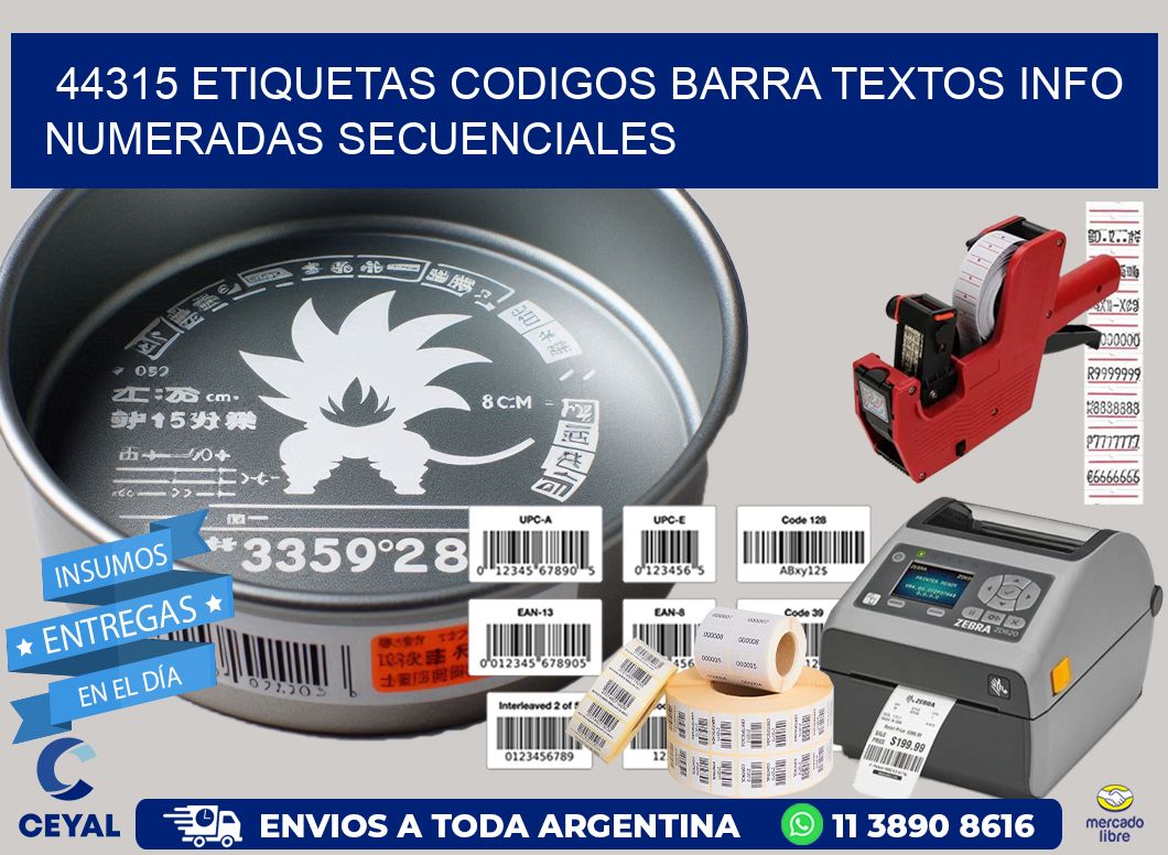 44315 Etiquetas Codigos Barra Textos Info Numeradas Secuenciales