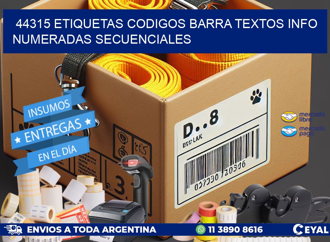 44315 Etiquetas Codigos Barra Textos Info Numeradas Secuenciales