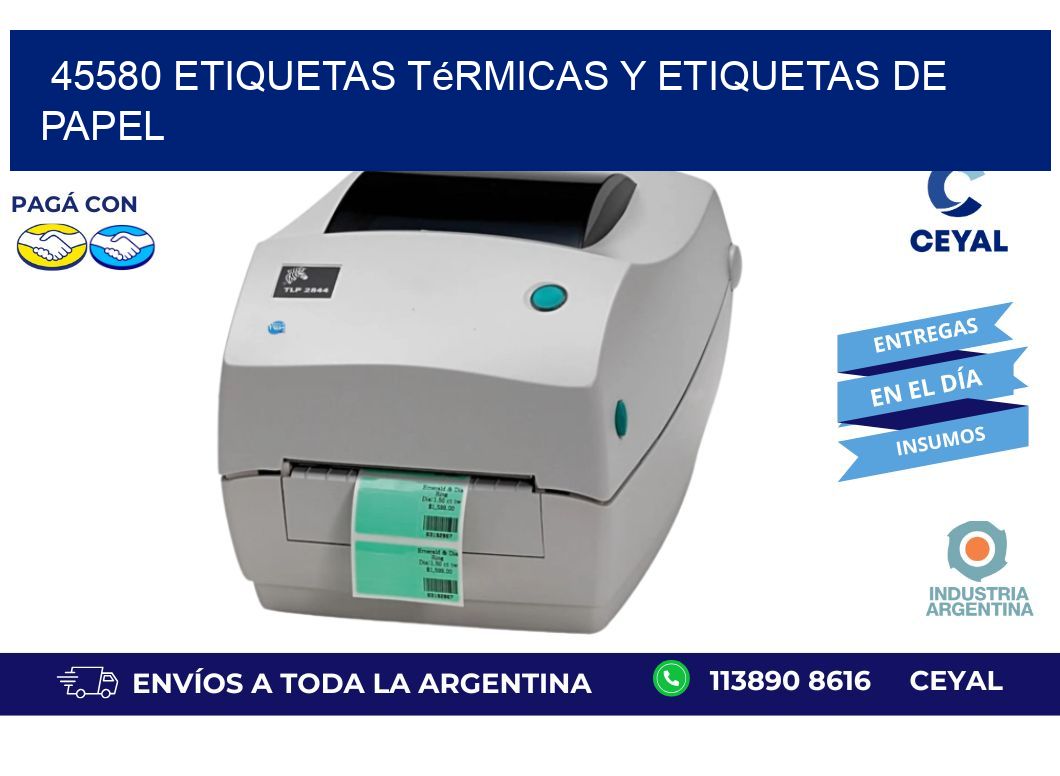 45580 etiquetas térmicas y etiquetas de papel