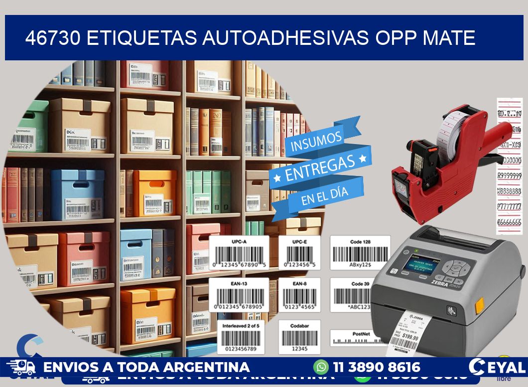 46730 etiquetas autoadhesivas Opp Mate