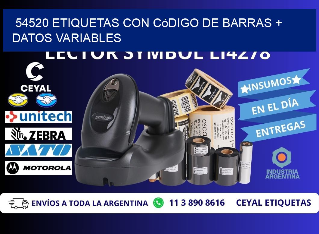 54520 etiquetas con código de barras + datos variables