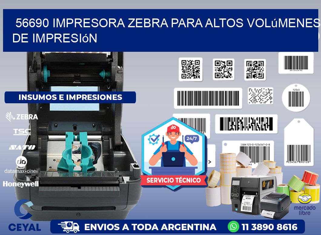 56690 impresora zebra para altos volúmenes de impresión