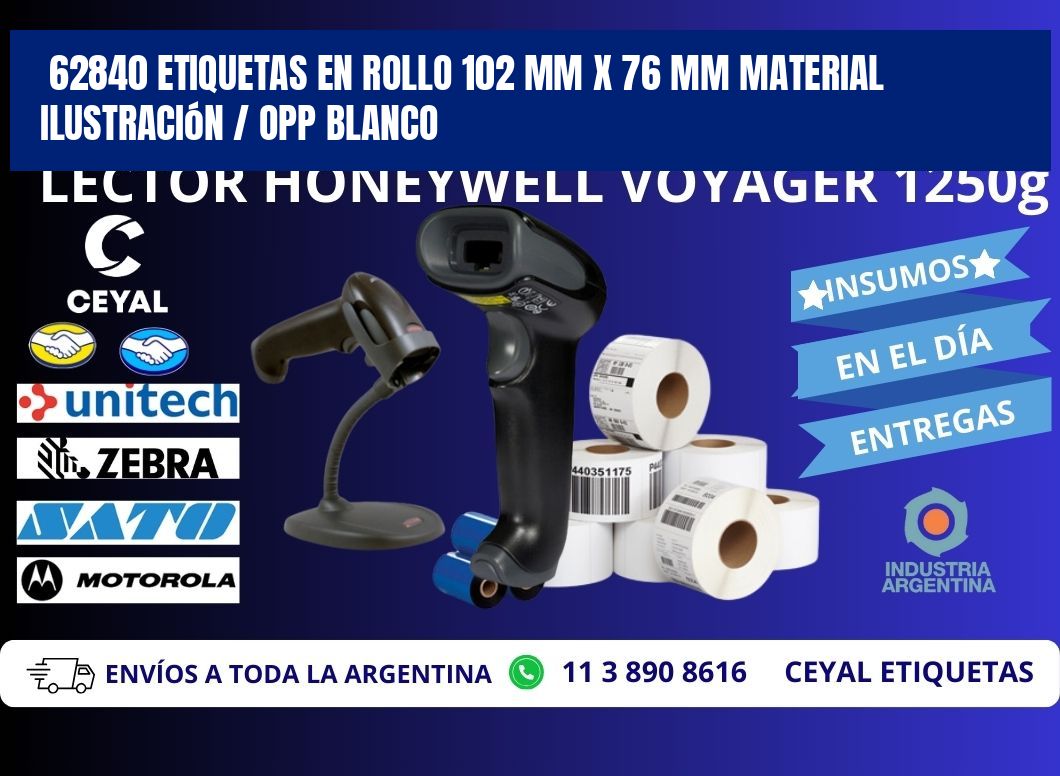 62840 Etiquetas en rollo 102 mm x 76 mm material Ilustración / OPP Blanco
