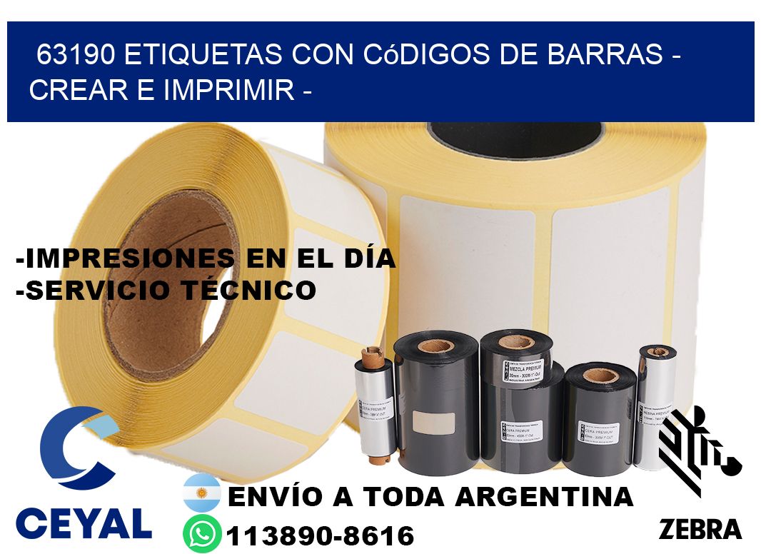 63190 etiquetas con códigos de barras - Crear e imprimir -