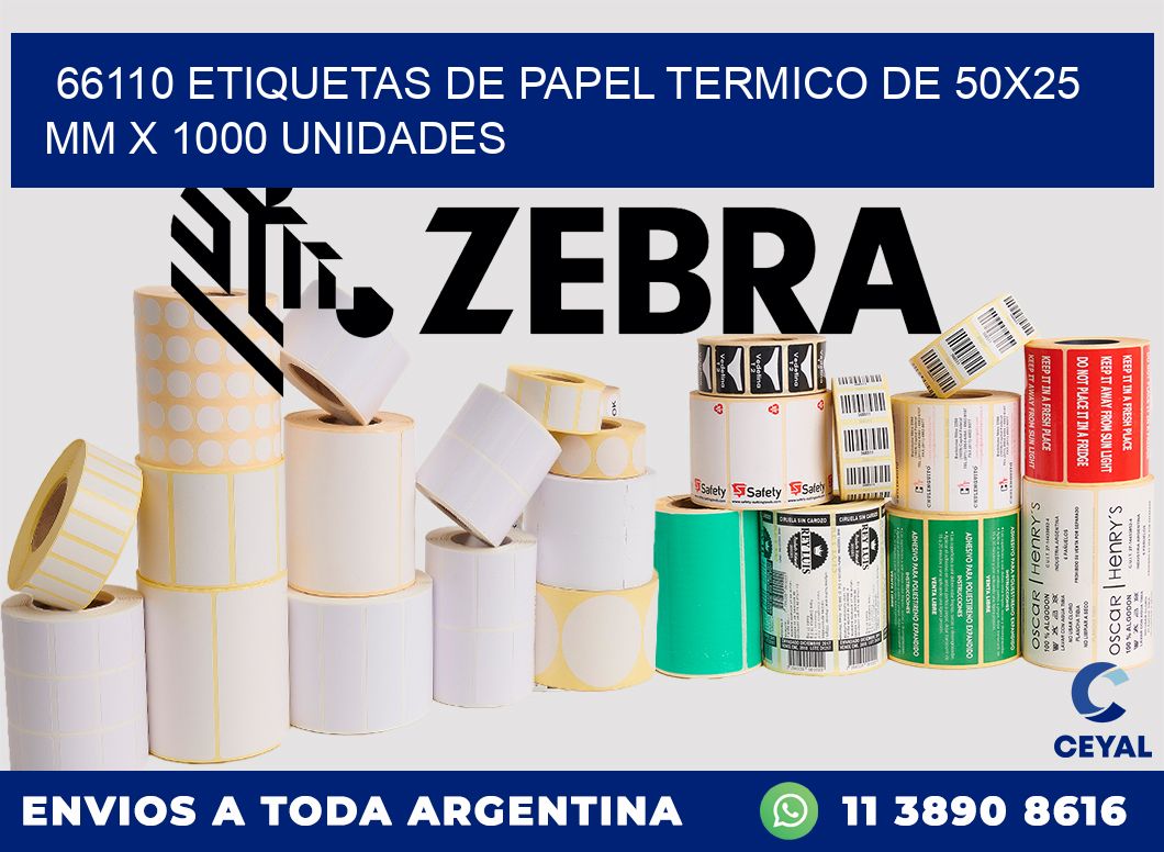 66110 Etiquetas De Papel Termico De 50x25 Mm X 1000 Unidades