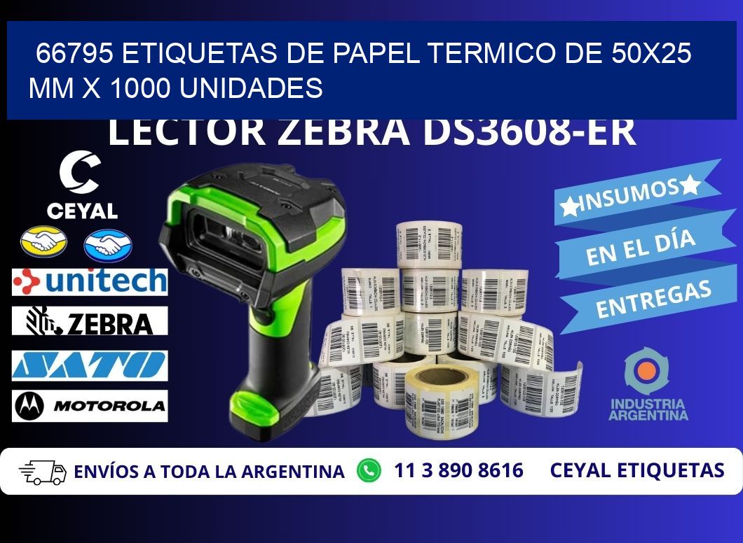 66795 Etiquetas De Papel Termico De 50x25 Mm X 1000 Unidades