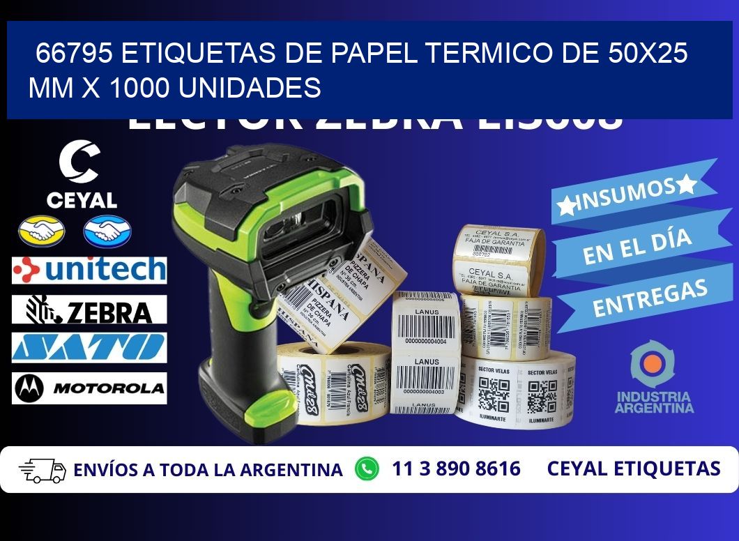 66795 Etiquetas De Papel Termico De 50x25 Mm X 1000 Unidades