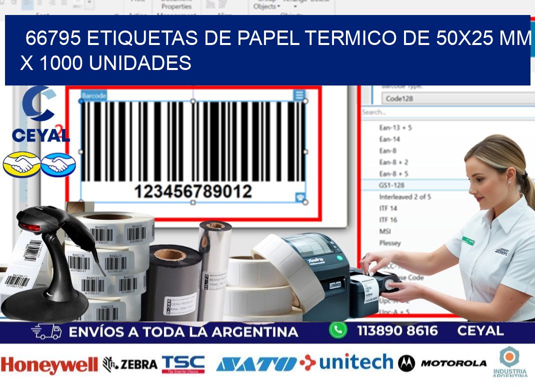 66795 Etiquetas De Papel Termico De 50x25 Mm X 1000 Unidades