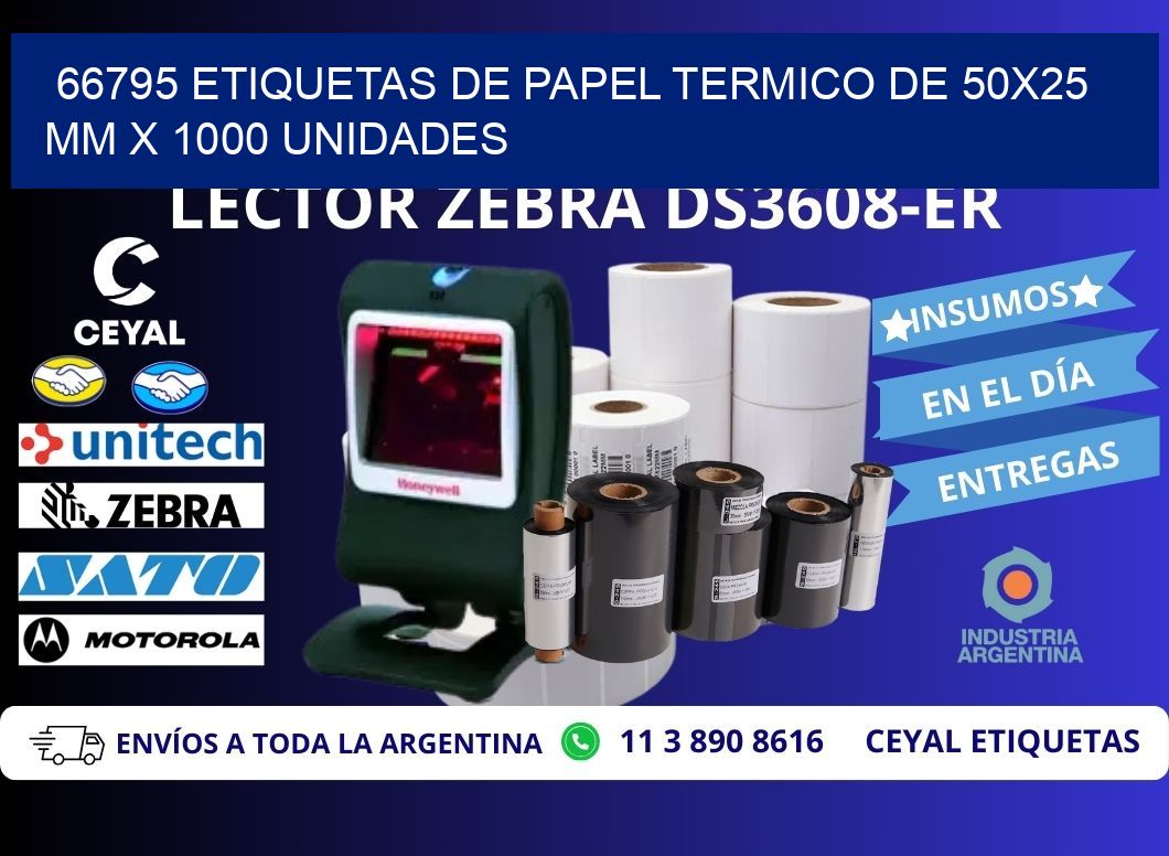 66795 Etiquetas De Papel Termico De 50x25 Mm X 1000 Unidades