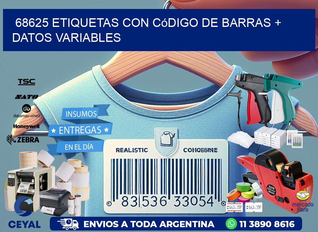 68625 etiquetas con código de barras + datos variables