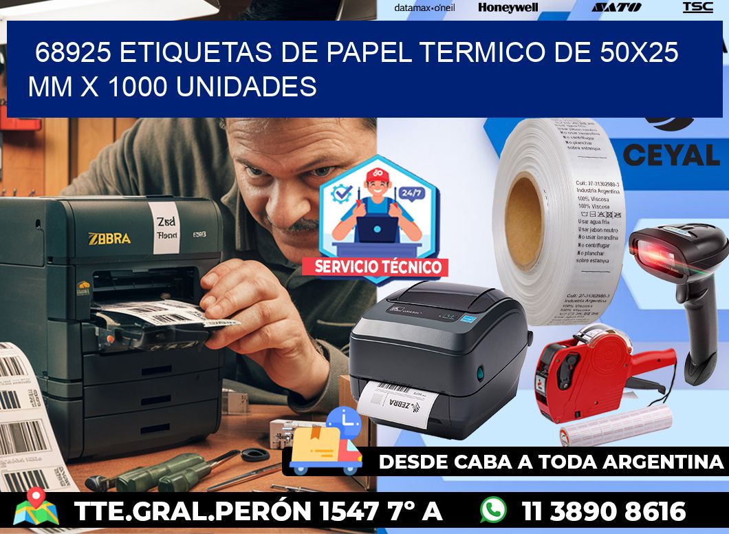 68925 Etiquetas De Papel Termico De 50x25 Mm X 1000 Unidades