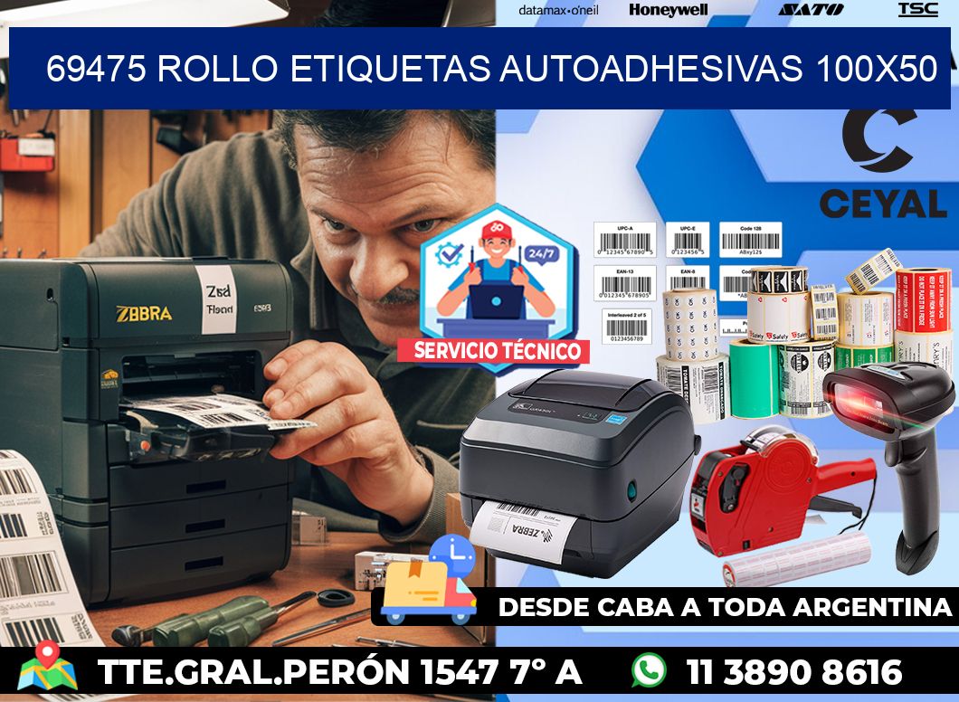 69475 Rollo Etiquetas autoadhesivas 100x50