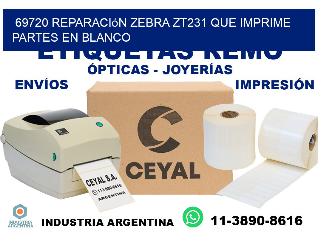 69720 reparación zebra zt231 que imprime partes en blanco