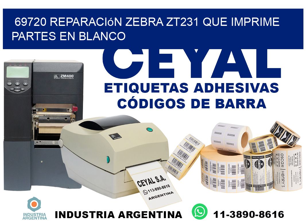 69720 reparación zebra zt231 que imprime partes en blanco