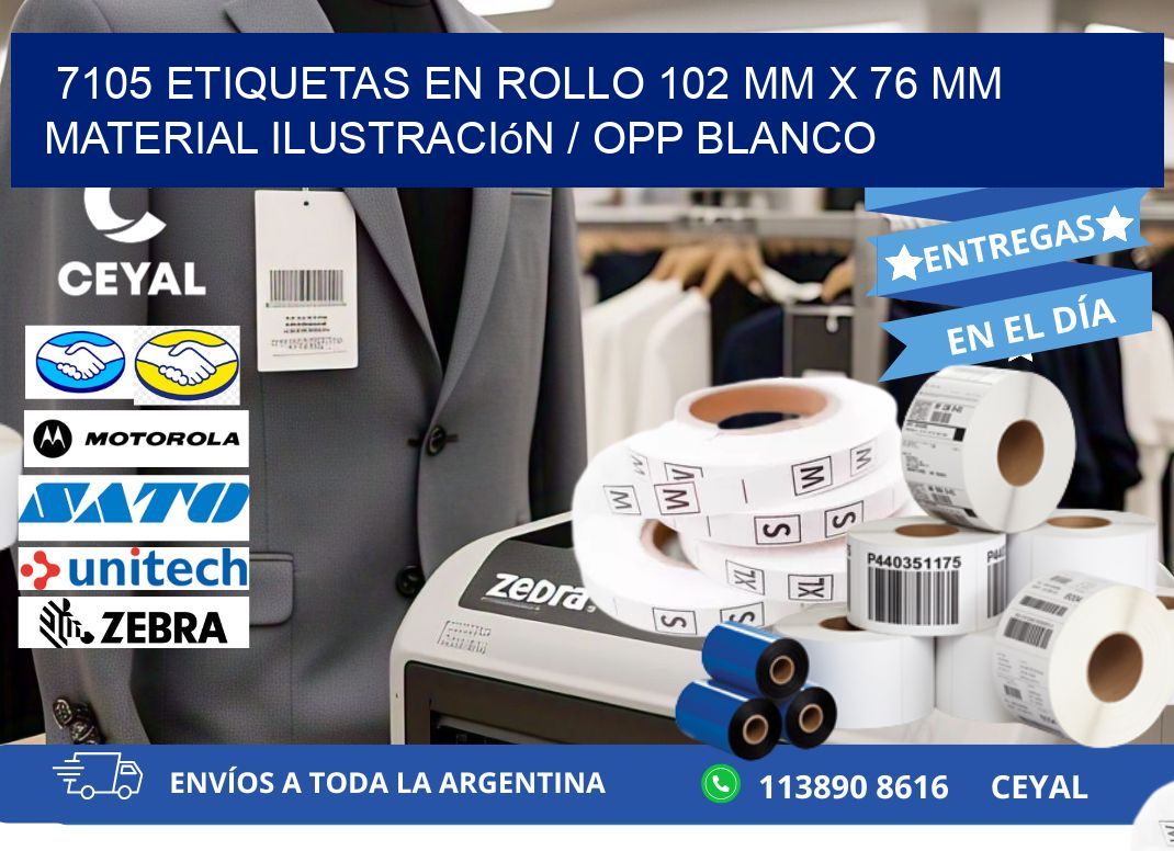 7105 Etiquetas en rollo 102 mm x 76 mm material Ilustración / OPP Blanco