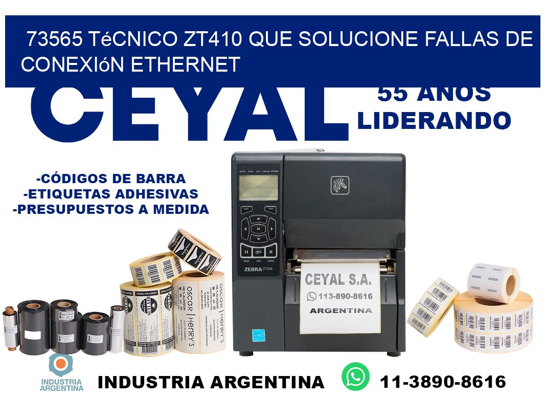 73565 técnico zt410 que solucione fallas de conexión ethernet