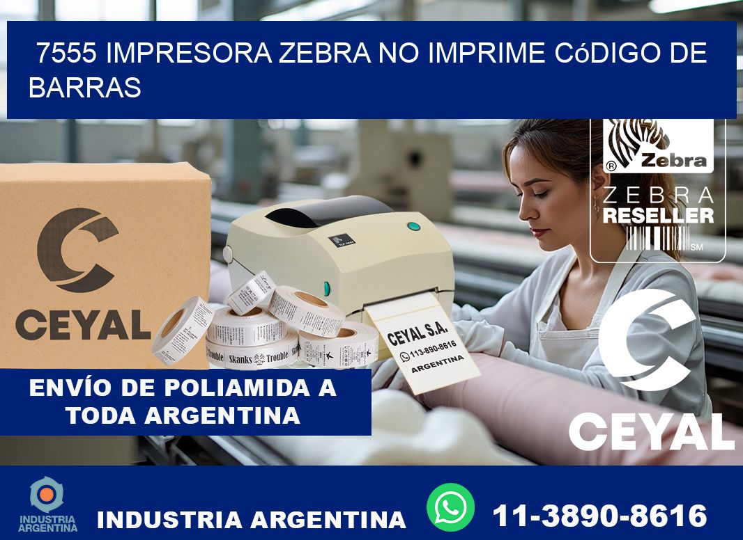 7555 impresora Zebra no imprime código de barras