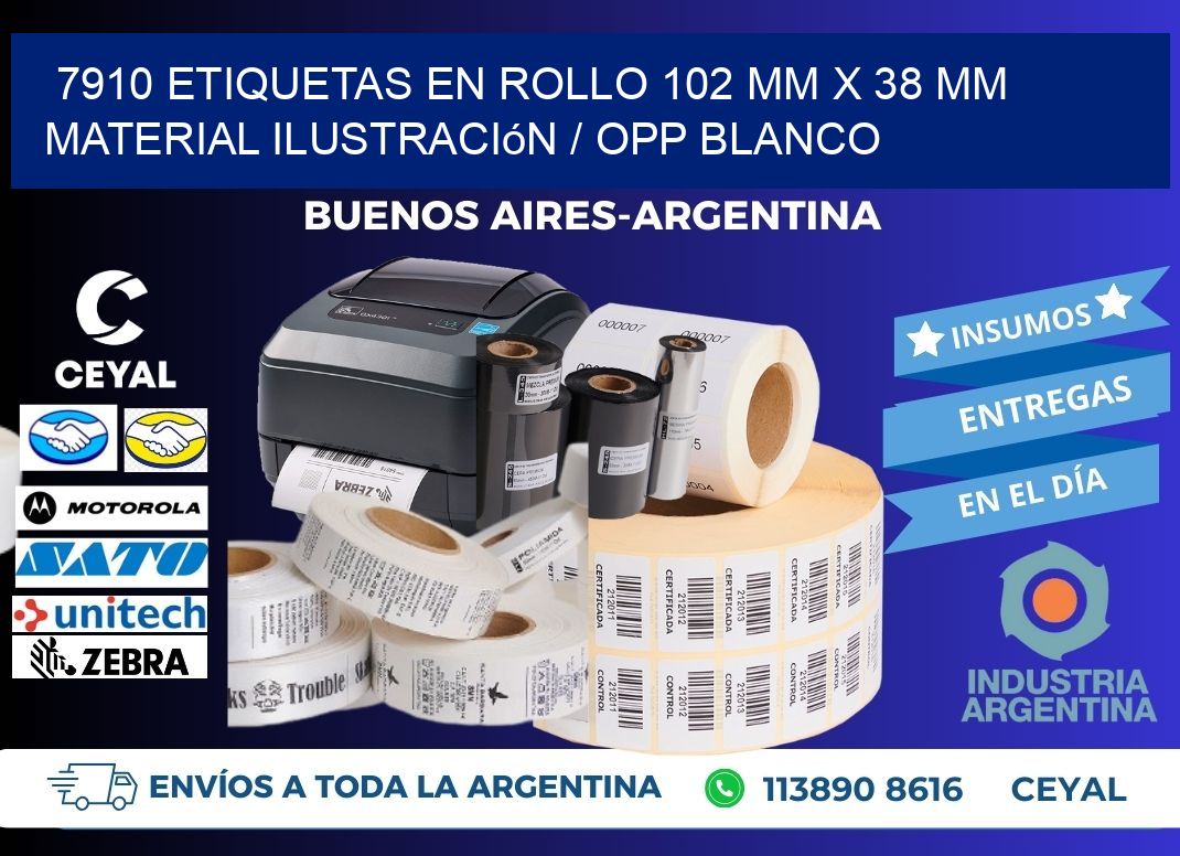 7910 Etiquetas en rollo 102 mm x 38 mm material Ilustración / OPP Blanco