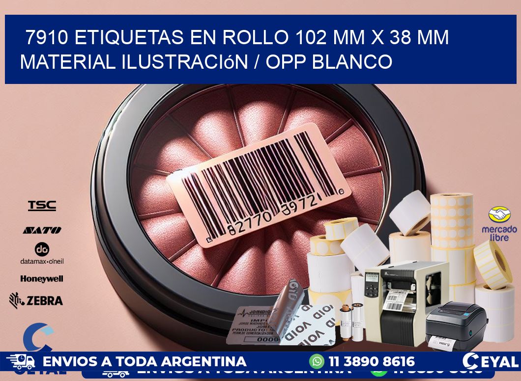7910 Etiquetas en rollo 102 mm x 38 mm material Ilustración / OPP Blanco