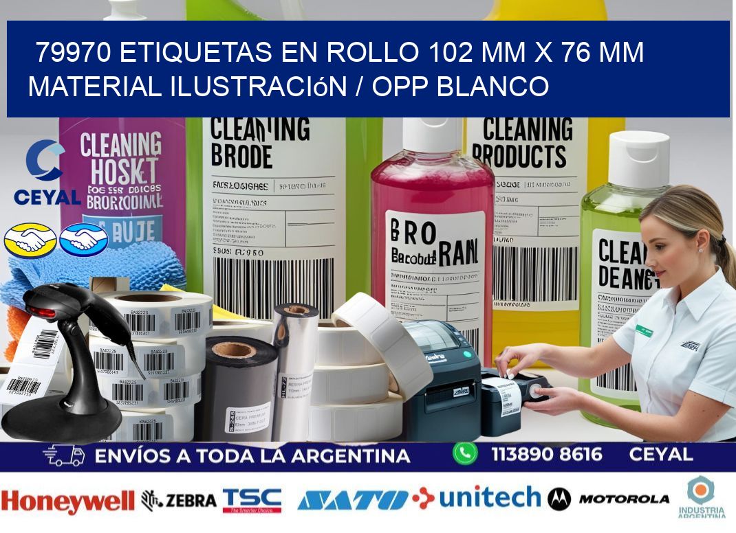 79970 Etiquetas en rollo 102 mm x 76 mm material Ilustración / OPP Blanco