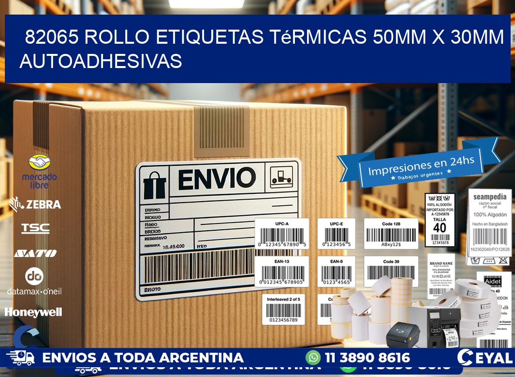82065 Rollo Etiquetas Térmicas 50mm X 30mm Autoadhesivas