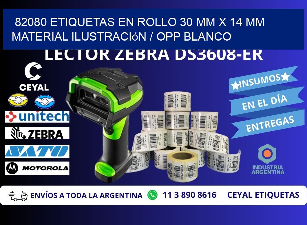 82080 Etiquetas en rollo 30 mm x 14 mm material Ilustración / OPP Blanco