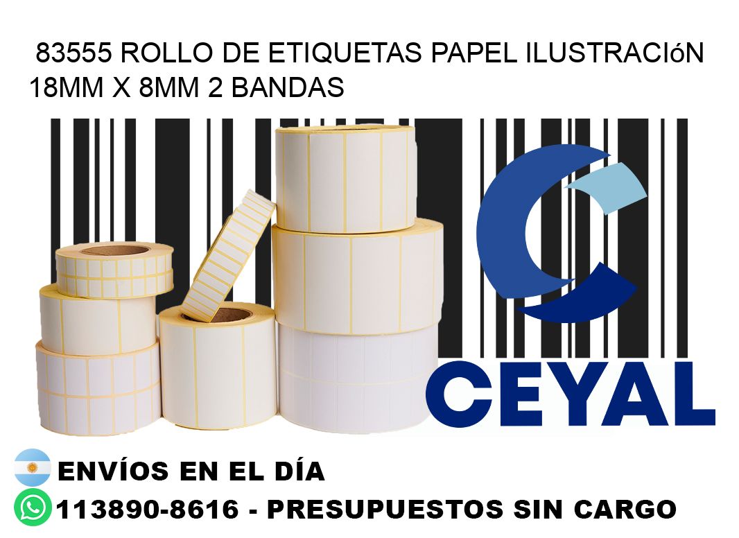 83555 Rollo de Etiquetas Papel Ilustración 18mm x 8mm 2 Bandas